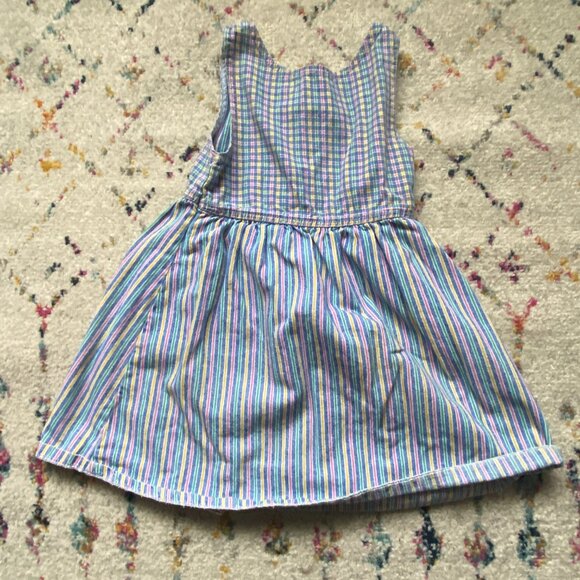 Vintage Lee Jeans Jumper Girls 6X Rainbow Denim Cottagecore Cotton Made in USA - Picture 3 of 5